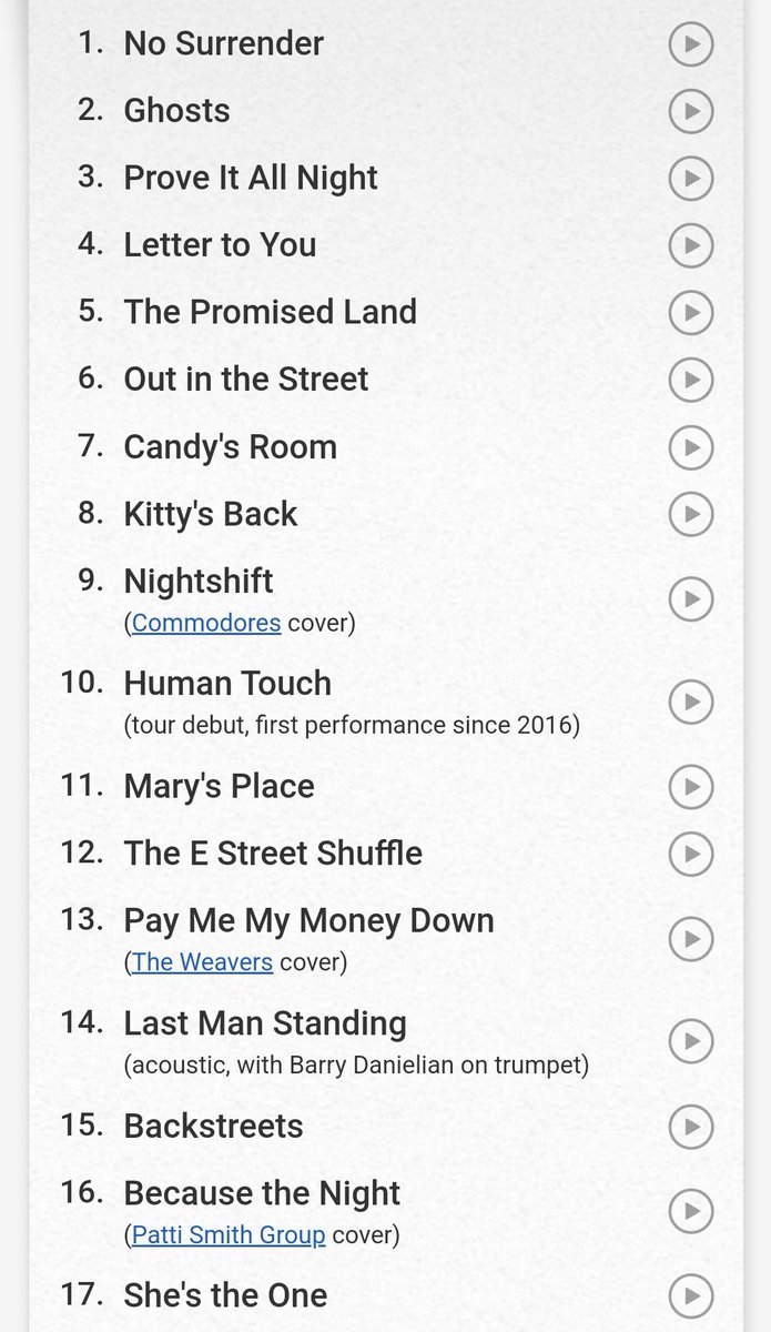 BruceTourNews's tweet photo. The setlist from the show in Barcelona (night 1), April 28th 2023
Human Touch made its tour debut!!! https://t.co/hhVs6AoLFb