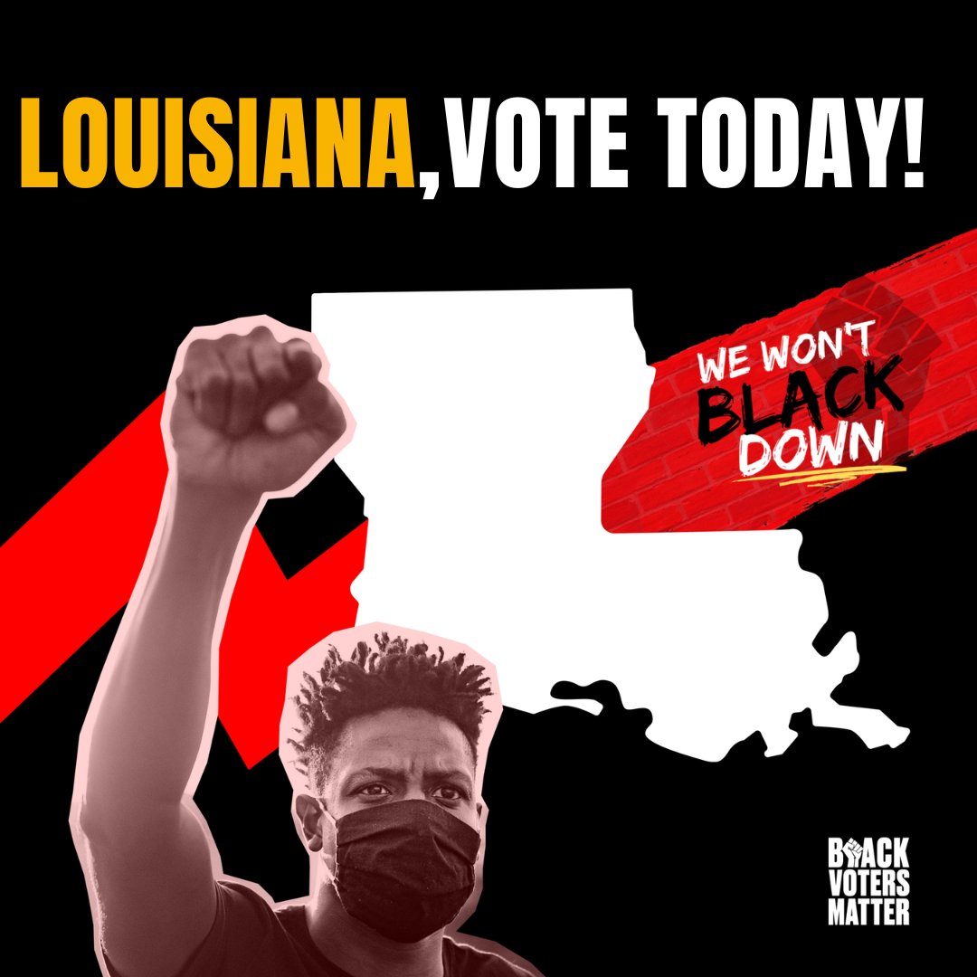 BlackVotersMtr's tweet photo. Louisiana, today is the day! Your voice matters and your vote counts. Head to the polls and make your voice heard in the municipal general elections.  🗳️

Don't forget to check your status at https://t.co/lko9QYHcc0. https://t.co/AXYEx5W6EQ