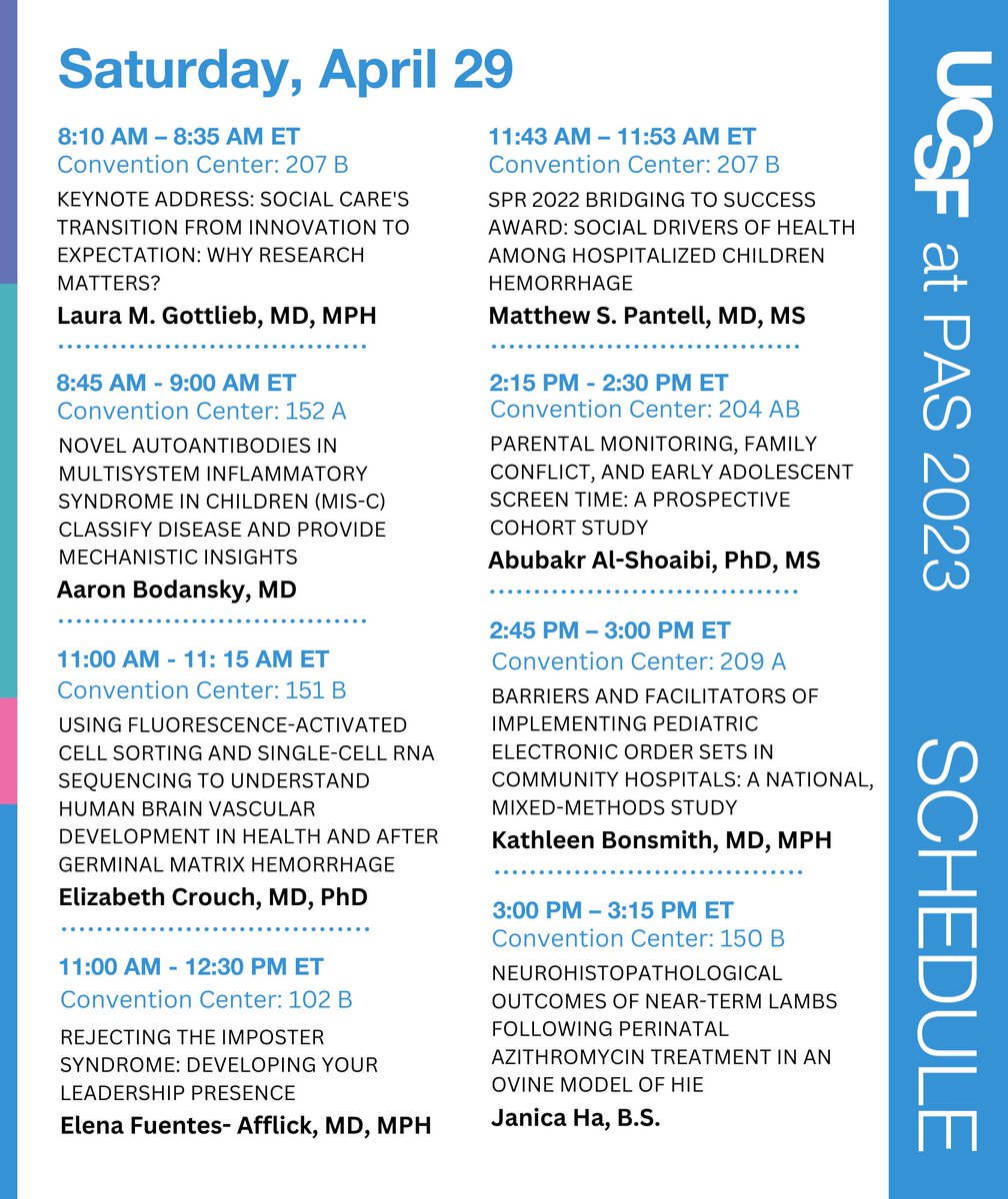 UCSFPediatrics's tweet photo. Today is going to be an incredible day at #PAS2023, with inspiring talks from our exceptional presenters! From groundbreaking research in pediatric medicine to leadership presence development, you won't want to miss what they have to share. See you there!
#UCSFatPAS https://t.co/wxP0i6Bb4C