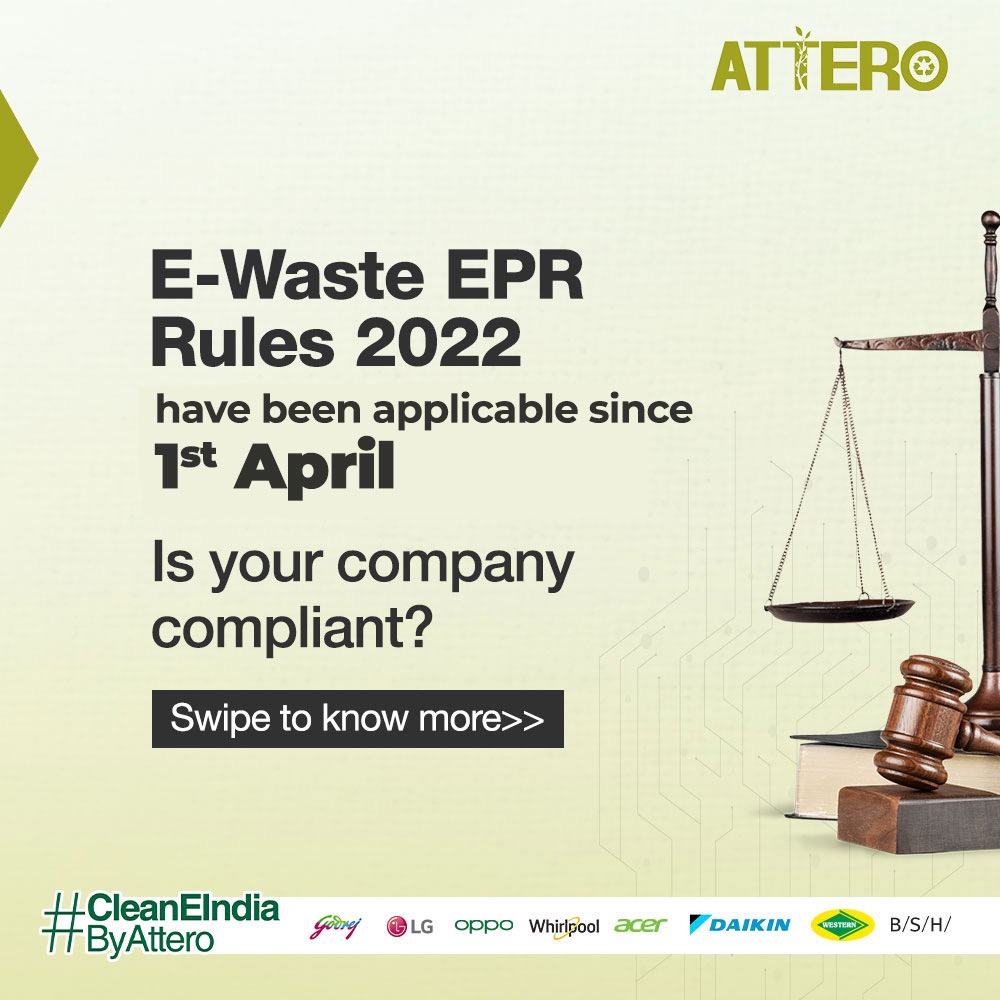 AtteroIndia's tweet photo. Step into a new era of sustainability with Attero! Stay tuned to know more about the New E-Waste EPR Rules 2022 that are in effect since 1st April.
Call us for a doorstep pickup: +1800-102-9882
#Attero #Sustainability #EPR #Ewaste #NewRules #SustainableFuture #EPRRules https://t.co/M78YQXbas9