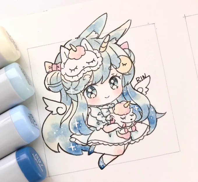 小さいおやすみちゃんも描いたんだけど、額装するのに耳断裁したらインスタでめちゃめちゃ怒られましたごめんねw