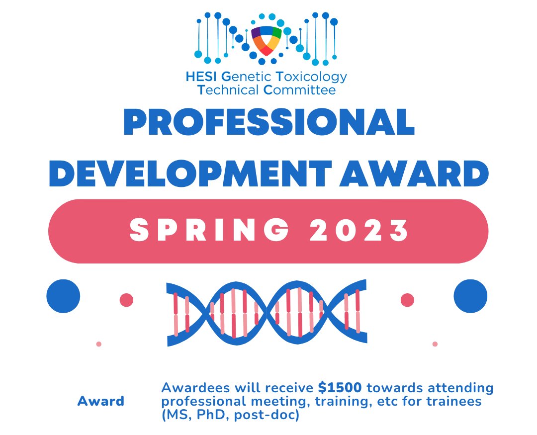 HESI_Global's tweet photo. Deadline for submission has been extended to May 7th, 2023! The #HESI #GTTC seeks #graduatestudents and #postdoctoral fellows working in #genetic #toxicology or #genomics for the Spring 2023 Professional Development #award.  Apply here https://t.co/lqrz3Swuhd https://t.co/Br6tsTVCKK