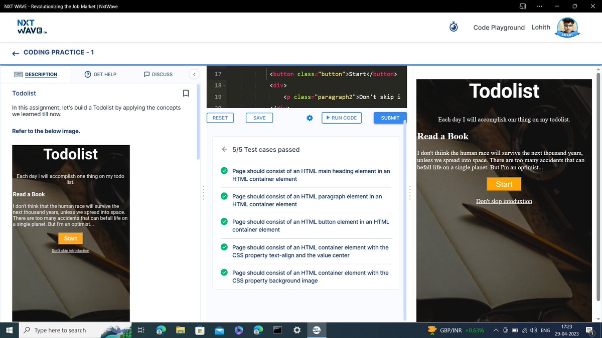 mrlohithgp's tweet image. Today, I successfully completed the code practice without any error in my first attempt, so I'm happy.
#nxtwave @nxtwave_tech @rahulattuluri #completedtheworkintime #codepractice
