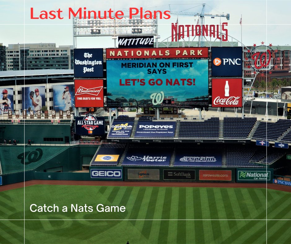 Last Minute Plans

Take me out to the ball game…

Baseball season is starting to kick into high gear, so if you have no plans for this weekend, grab tickets and head to Nats Park today and/or tomorrow to watch the home team take on the Pirates!

#LastMinutePlans #NatsPark...