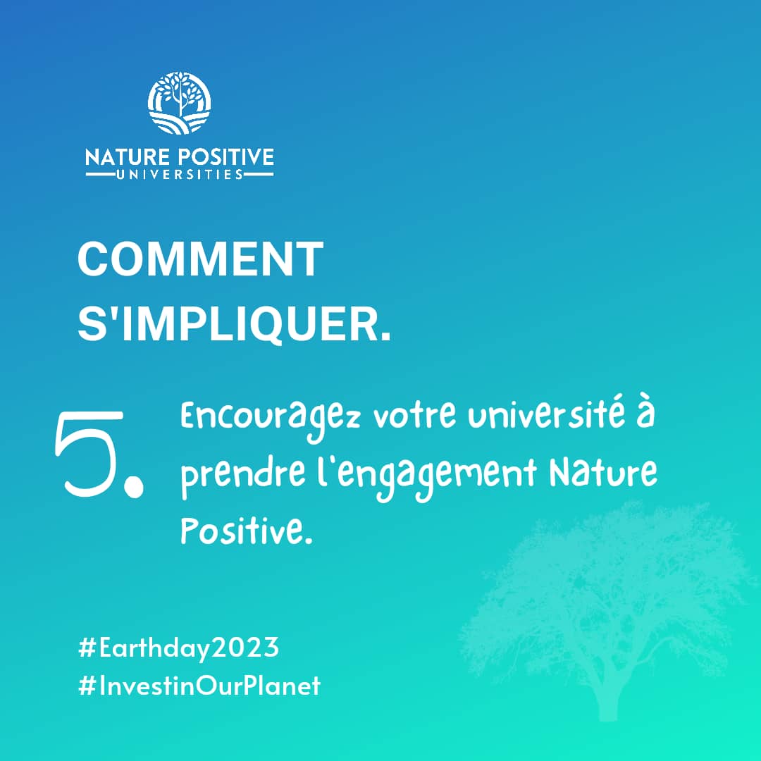 futureforfutur_'s tweet photo. Jour 5 de notre campagne digitale : Comment s'impliquer ?

👉🏿 Encouragez votre université à prendre l'engagement pour devenir "Nature Positive".
👉🏿 Menez des activités en équipe pour la salubrité et la sauvegarde des espèces...

#GenerationRestoration @NaturePosUni @EragbieFavour https://t.co/3rAidMMqKP