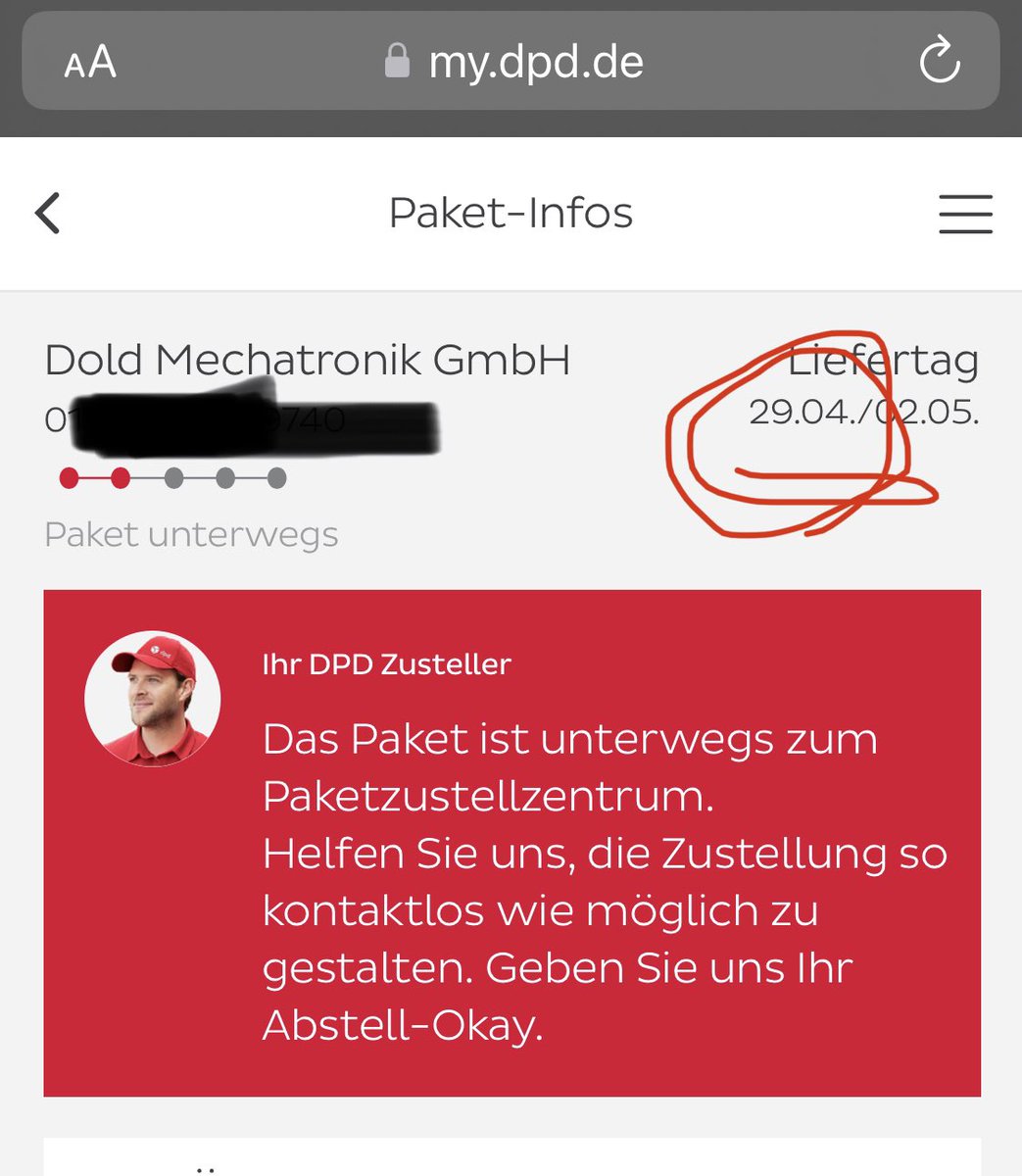 BenniMAG's tweet photo. @dpd_de Autsch, der Traum is dann grad geplatzt 😅 https://t.co/FYelO9OCoB