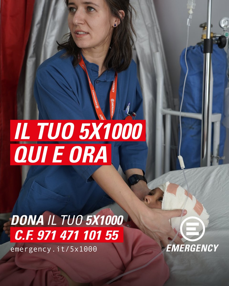 emergency_ong's tweet photo. Grazie al tuo #5x1000, proprio ora, in uno degli ospedali di EMERGENCY nel mondo, qualcuno sta ricevendo le cure di cui ha bisogno. Gratuitamente.
Firma anche tu per il tuo 5x1000 a EMERGENCY: usa il codice fiscale 97147110155. Grazie!
Info https://t.co/RdgXxMhYF5 https://t.co/Wb3DD2wjQe