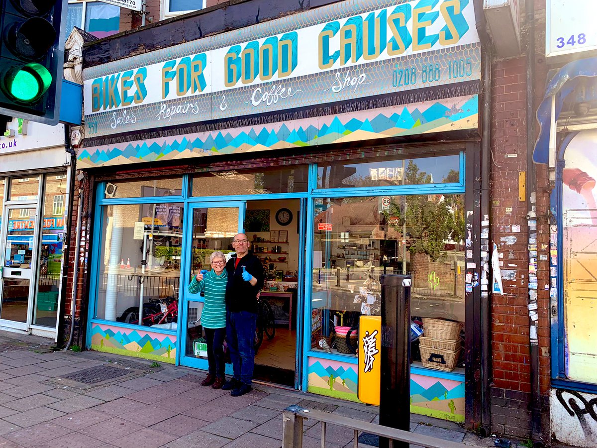 carlafrancome's tweet photo. Today is Local Bike Shop Day, so here’s a bit about my amazing local, Bikes for Good Causes. 

It’s a social enterprise- people kindly donate bikes, and Sue, Leroy and their colleagues restore them to their former glory in the workshop out the back. They then sell them for … 1/4 https://t.co/GAQn1b20Yl