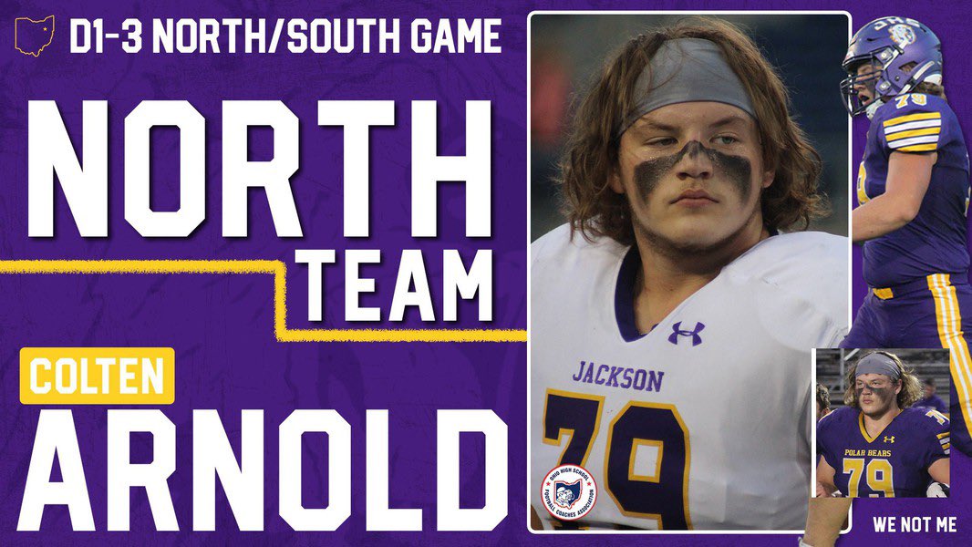 JHSPolarBearsFB's tweet photo. Good luck to Senior - Colten Arnold in the @ohsfca North/South Classic game today at Paul Brown Tiger Stadium. #WeNotMe #GoBears https://t.co/U3In6BpzCC