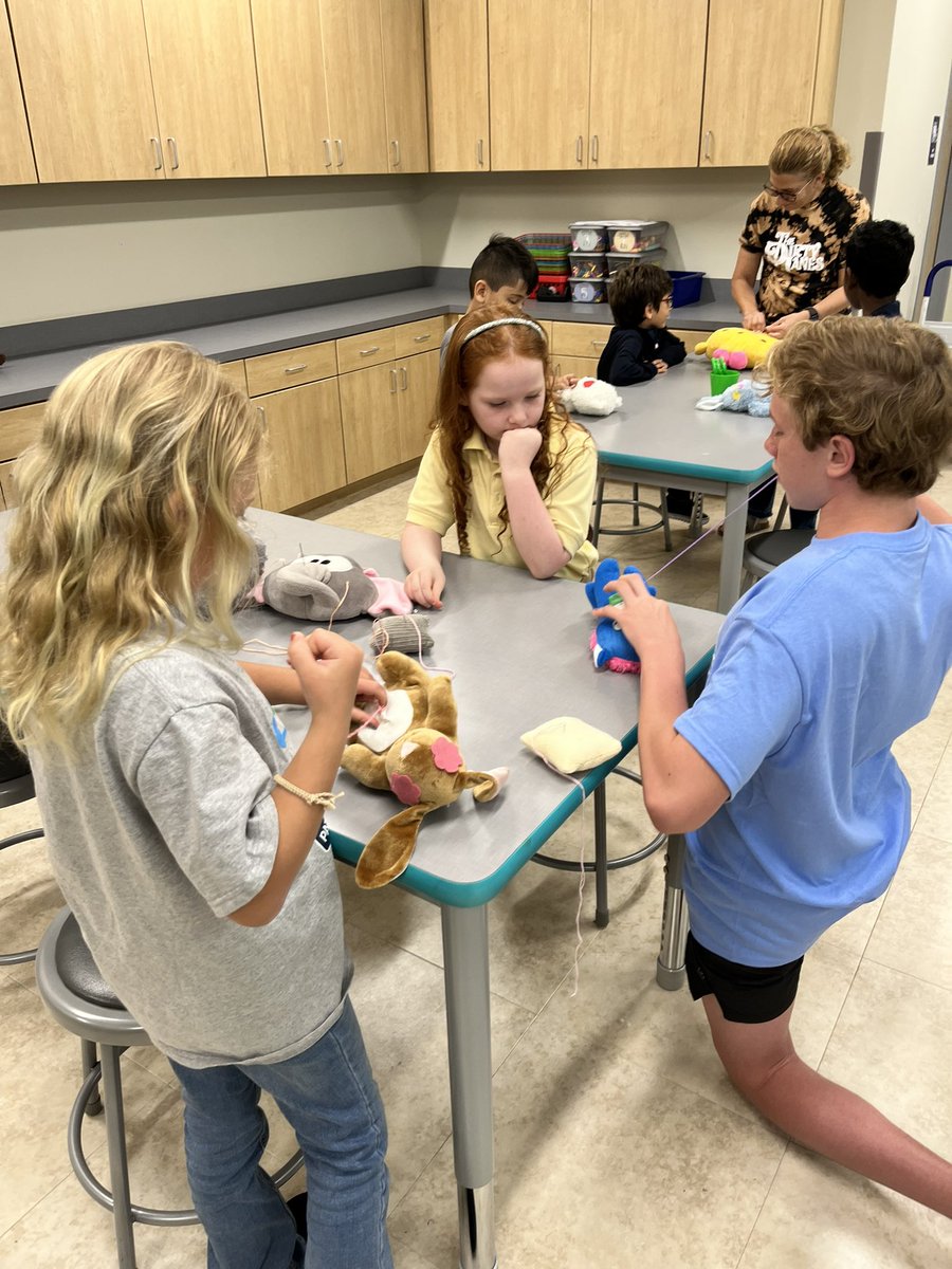 EcoBrothersOrg's tweet photo. Fun day at @PatelElementary teaching 2nd graders how to sew. We stitched up more than 100 pet toys for animals in shelters!  Thanks @YouthService and @HersheyCompany for the grant for Global Youth Service Day! #gysd23 #changemaker #@PointsofLight https://t.co/sBM3j4Im1x