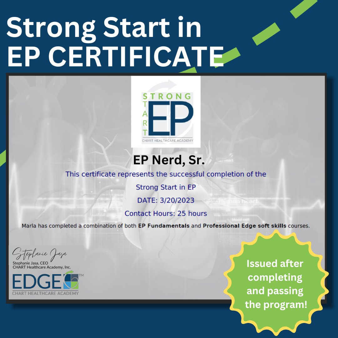 ChartAcademy's tweet image. Strong Start in EP certificate.

📝Benchmark Assessment
📲Interactive ExPeriences
🖨️Application Exercises = retention.
🛎️Post assessment
📜Certificate

☎️ info@charthealthcareacademy.com

#EPeeps #CAS #MedRep #CIED #Afib #EPeeps #ProfDev #jobs #hiringmanagers #electrophysiology