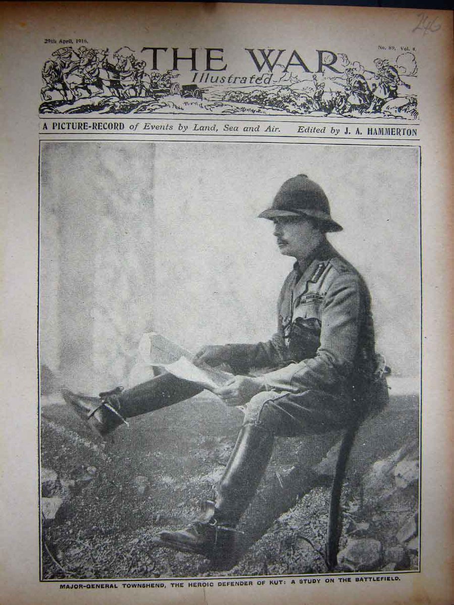 enisbozkurt_'s tweet photo. 29 Nisan 1916 tarihli, İngiltere'de çıkan bu dergi, General Townshend'e "Kut Kahramanı" diyor. 

Halbuki o esnada General, kahraman Türk askeri tarafından 13.000 askeriyle birlikte esir alınmıştı. https://t.co/zssxydxiG5