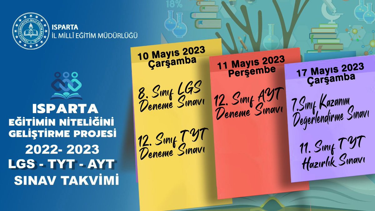 Isparta Eğitimin Niteliğini Geliştirme Projesi (ENGEP) 2022-2023 LGS - TYT - AYT Sınav Takvimi

<a href="/tcmeb/">Millî Eğitim Bakanlığı</a> <a href="/ErhanBaydur1/">Erhan Baydur</a>