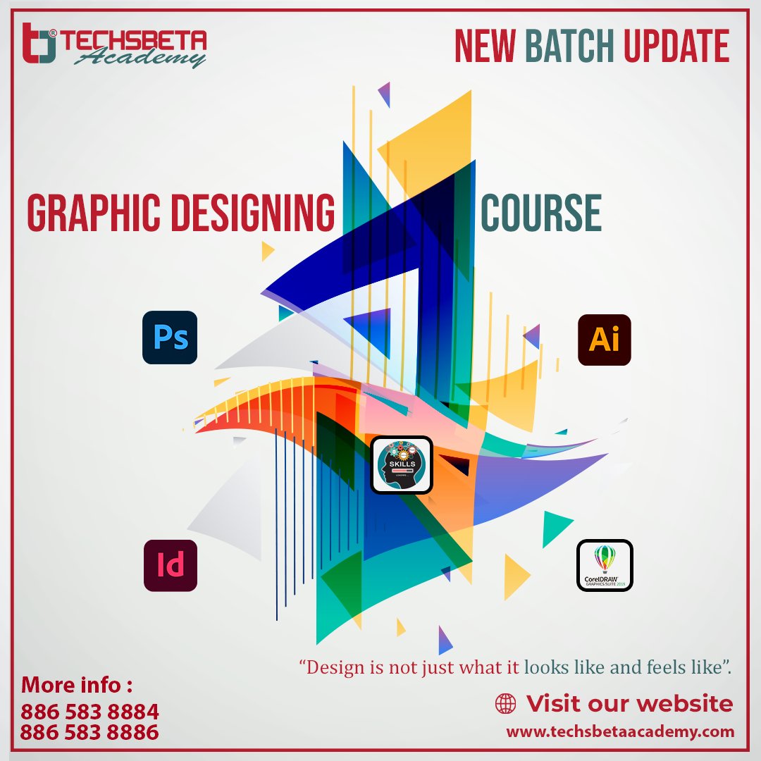 Techsbtaacademy's tweet image. &quot;Become a Design Pro with Our Graphic Designing Courses at TechsBeta Academy&quot;
.
Join Now
📲𝟖𝟖𝟔𝟓𝟖𝟑𝟖𝟖𝟖𝟒
.
.
.
#Graphicdesigncourse #DesignSkills #CreativePotential #photoshopcourse #Graphicdesigntraining #stunningdesigns #photoshoptraining #indesigncouse #indesigntraining