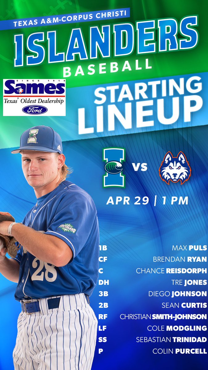 IslandersBSB's tweet photo. The Islanders' starting lineup for game two against HCU is presented by #SamesFord

📊 https://t.co/7VwU062Ehi
📺 https://t.co/0sdtMnTrk0

#ShakasUp // #GoIslanders https://t.co/JfChlegRI1