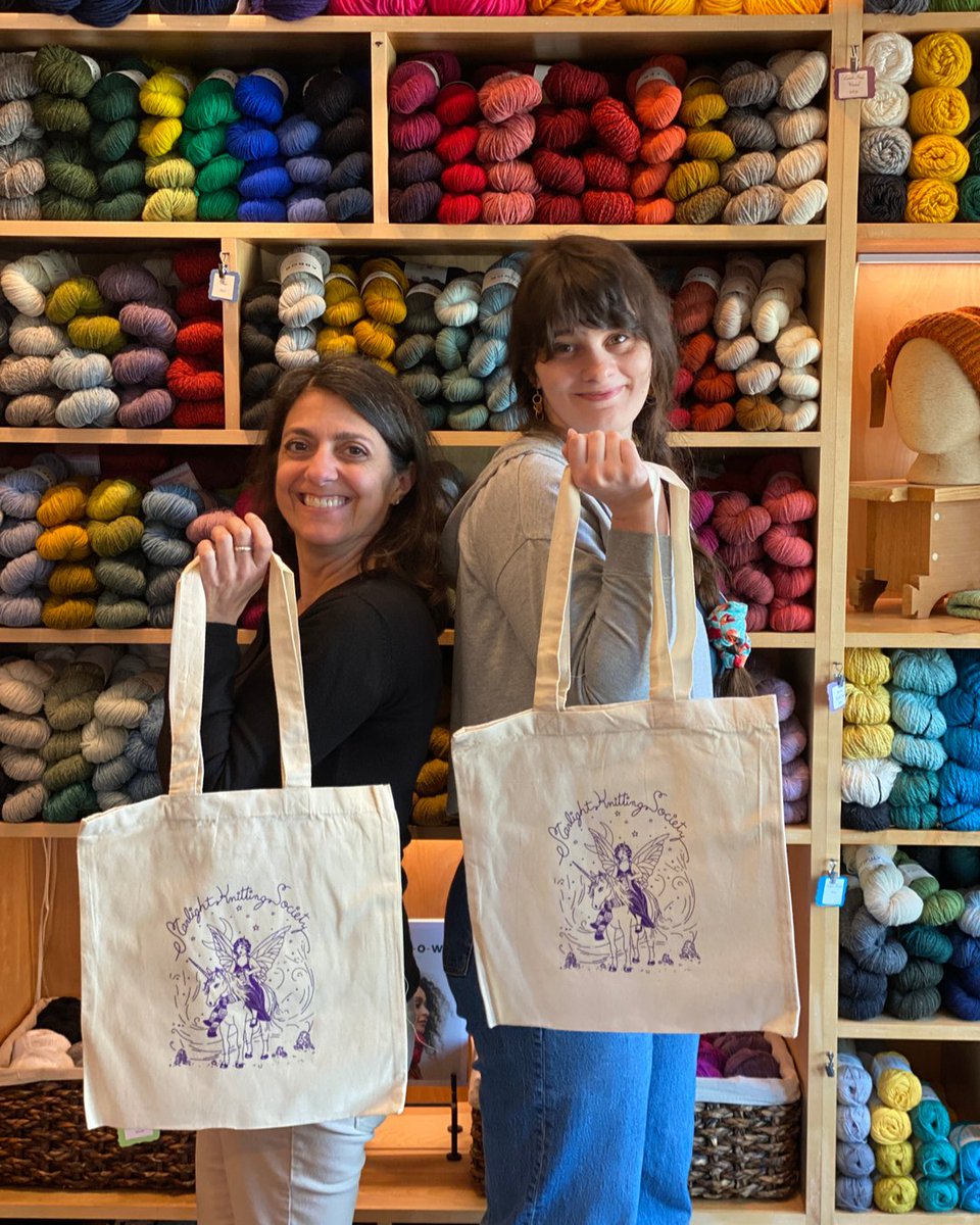 starlightknits's tweet photo. It's LYS Day and we're so excited to celebrate with you!! 🌈🌟 We will be giving away a limited edition Starla &amp; Unicorn tote to the first 100 people who make a purchase of $20 or more, in the shop or online. They won't be available for purchase separately, and they won't be made https://t.co/rFGET8iqFn