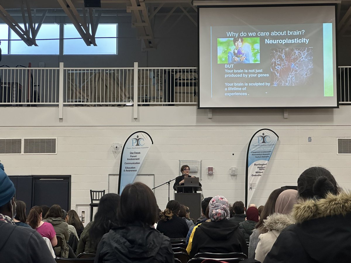 Keynote speaker Dr. Jean M. Clinton, Clinical Professor at McMaster University, Department of Psychiatry and Behavioural Neurosciences, is engaging the crowd at #HDSBPIC2023