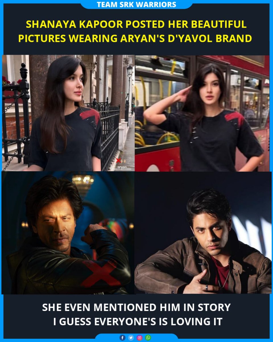 TeamSRKWarriors's tweet image. #ShanayaKapoor posted her beautiful pictures wearing #AryanKhan's #DyavolX brand.

Drop goes live tomorrow - 30th April. Limited release. 
Only at dyavolx.com

#ShahRukhKhan