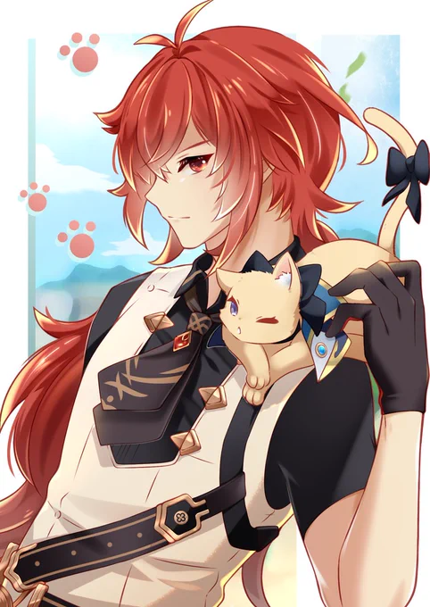 Happy birthday Diluc!! also Happy birthday ME!!   may i have a like/retweet/follow as my birthday present? ./slapped (';ω;`)ウゥゥ  #Diluc #Jealuc #ディルック生誕祭2023 #GenshinImpactMeow #GenshinImpact