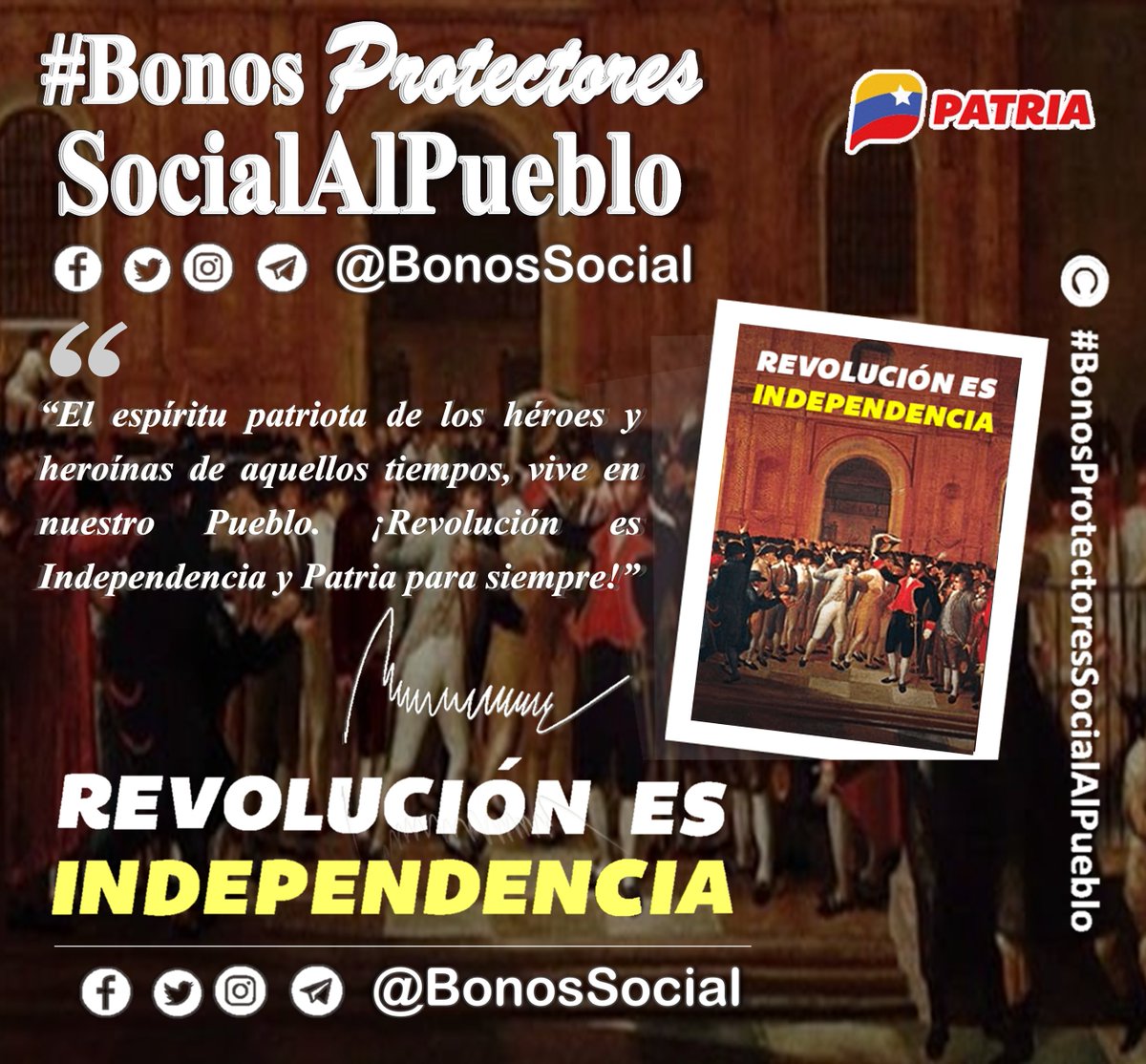 BonosSocial's tweet photo. 📢 #PENDIENTE: Al finalizar la entrega del Bono #RevoluciónEsIndependencia que culmina hoy #29Abr el Sistema @CarnetDLaPatria tiene previsto activar el 1er #BonoEspecial del mes (mayo 2023).

✅ Atentos a la información oficial del #BlogPatria.

@BonosSocial
#ALBAUniónDeportiva https://t.co/tISgLFlrUQ
