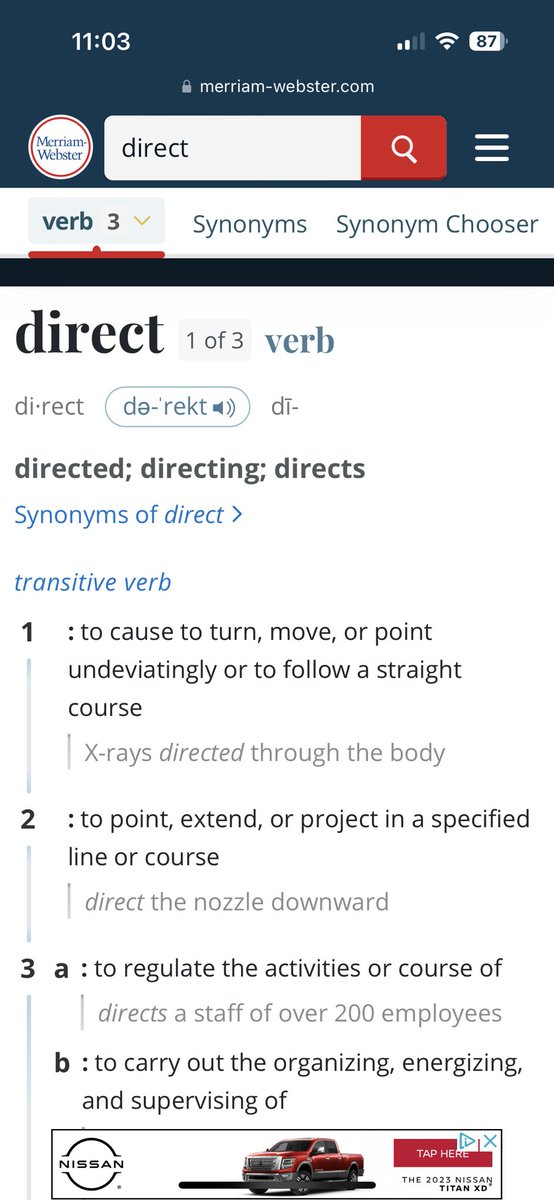 GregCardello's tweet photo. @DealerEvan @stoolpresidente I think deliberately directed is redundant in this instance. Those 2 paragraphs are referring to the same action. I will agree that it could be ambiguous based on your definition of “directed.” Definition 1 vs 2. https://t.co/YlgtimmQlm