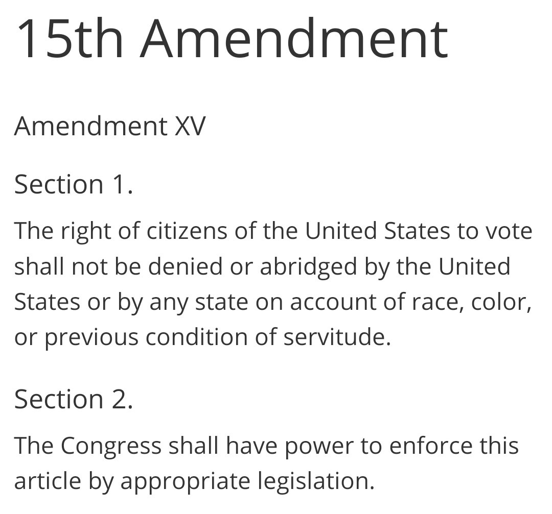 CarlNyberg312's tweet photo. 1. The Democratic Party has failed to use its power to protect Black voting rights.
Democrats in Congress practically pretend #Amendment15 doesn't exist. https://t.co/tPYOChtZXm