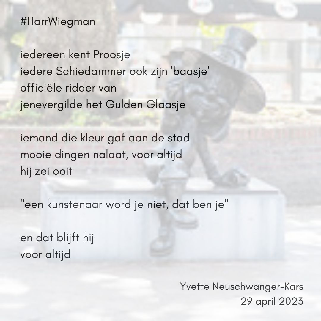 Bedankt voor alle kleur die je bracht.

#HarrWiegman
#Schiedam