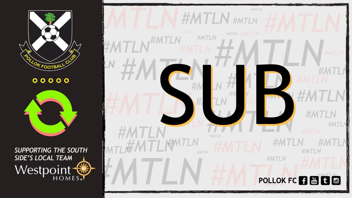 pollokfc's tweet photo. 70'
Pollok triple sub

Off: Sideserf,  Longmuir and Lyon 

On: M. Mullen, McPake and Starrs https://t.co/6m7fZsrPqc