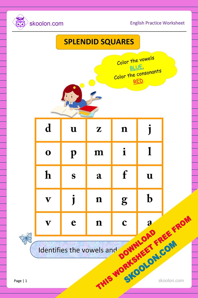skoolondotcom's tweet photo. New Activity worksheets for kids to identify the vowels and consonants.
Topics: Vowels and Consonants.
Download more worksheets free from https://t.co/QnZTecQYRi
#worksheetsforkids #freeworksheets #CBSEschool #ICSESchool #education #school #ukg #englishworksheets #learnenglish https://t.co/BIQKt2UZQ8