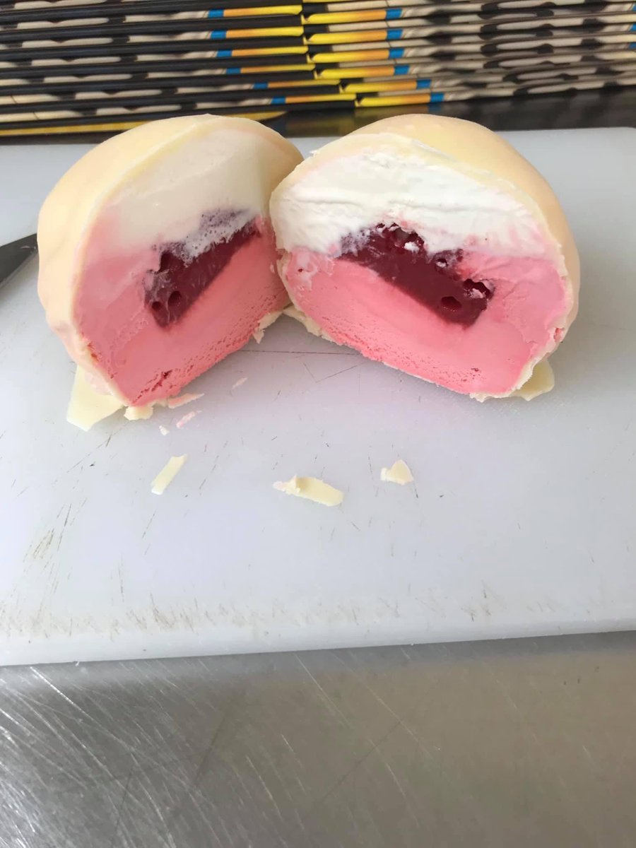 NastosIceCream's tweet photo. White Chocolate Raspberry Tartufo #weekendvibes #treatyourself #tartufolovers #traditional #peanutbutter #pistachio #cappuccino #nocciolata #whitechocolateraspberry #italiandesserts #springtime #april #nastosicecream #newark #ironbound #83yearsinbusiness #familyownedandoperated https://t.co/g6wqQ11AGK