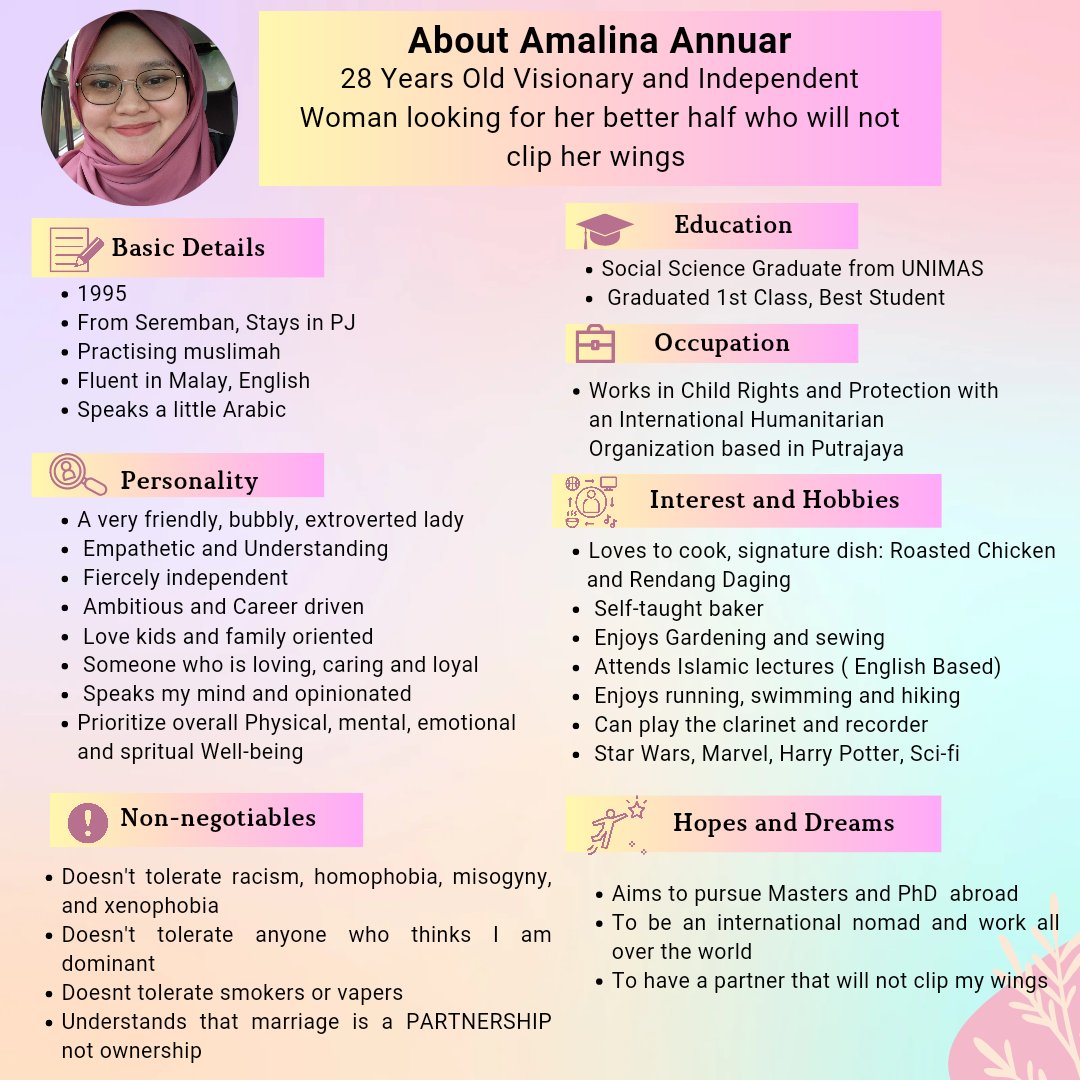 emmelynnamal's tweet photo. Bismillahirahmanirahim, With my mother's blessings, putting aside fear and shame, I am posting on Twitter and @TwtJodohMY in hope to find my better half.

If you are interested, do fill in this form: 
https://t.co/510e0mgAJf

May Allah ease my efforts, Amin https://t.co/zf60uQsq6S