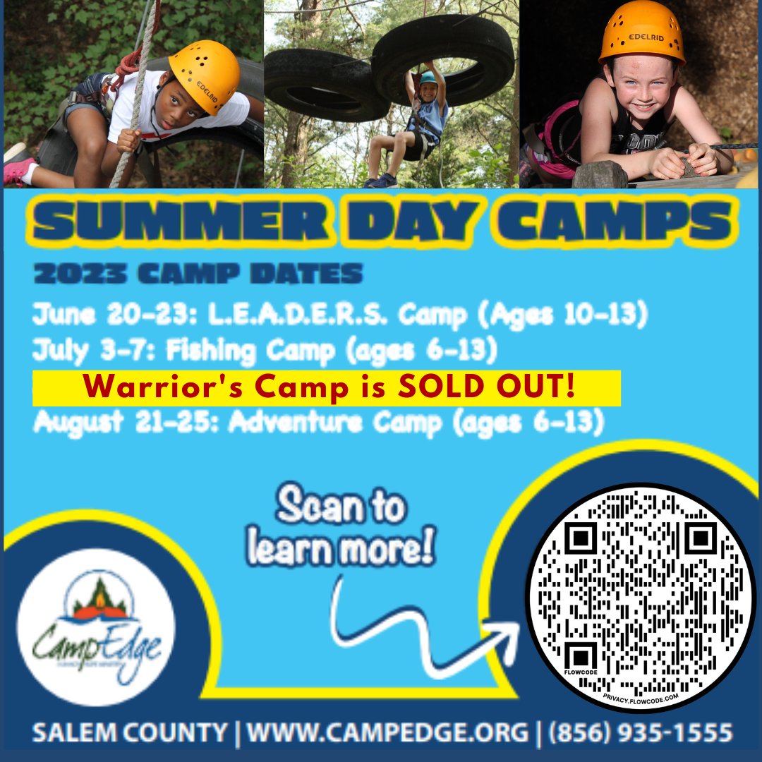 ‼️Early Bird Pricing ENDS TOMORROW‼️
Have your kids experience the best that the great outdoors offers this summer! 
campedge.org/summer-camps/
#SummerCamps #Adventure #MemoriesMadeHere #DayCamps