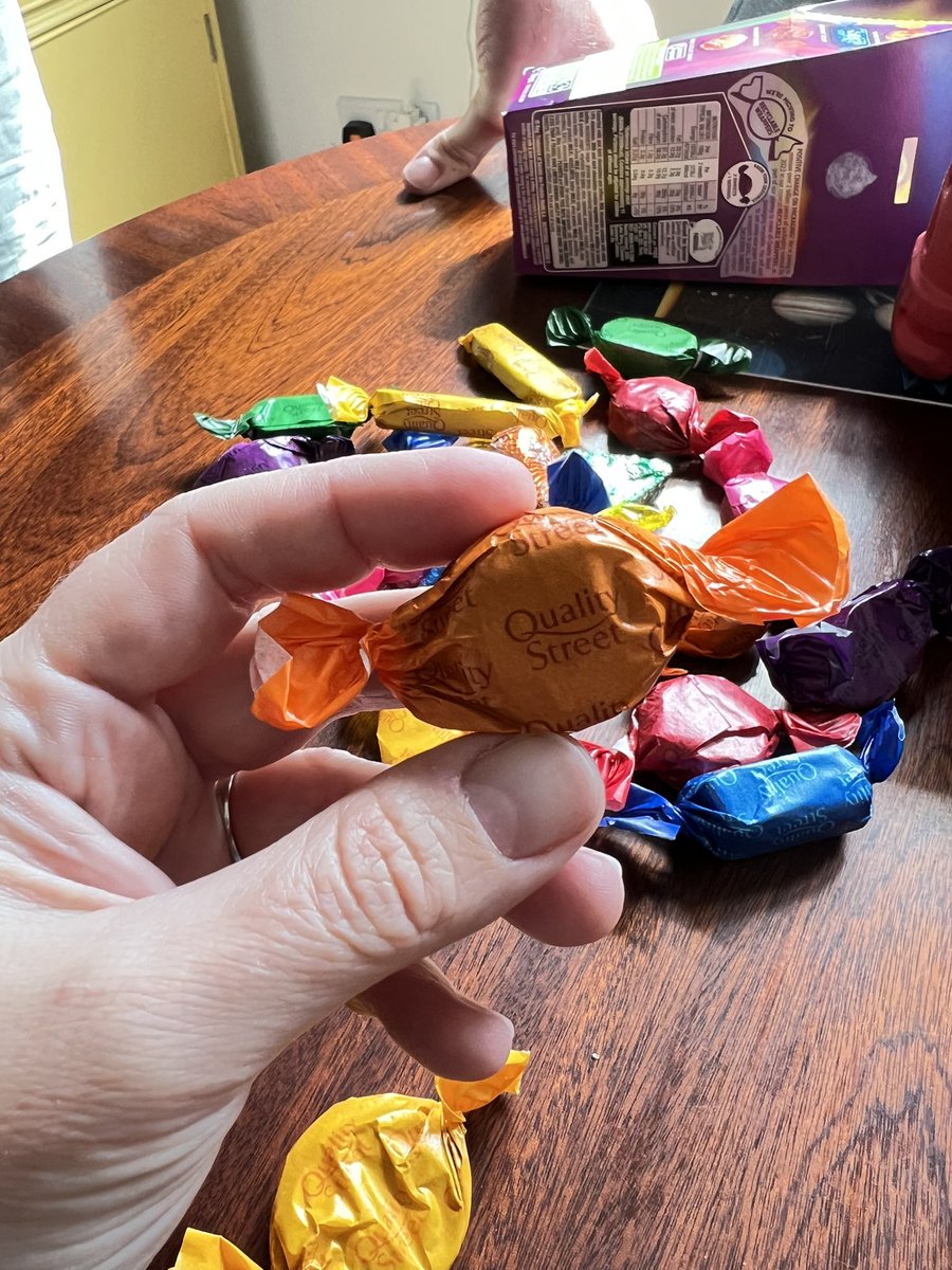 Kathrynski's tweet photo. @QualityStreetUK yes Quality Streets! So good to see you switching your plastic wrappers to paper, such a positive step! https://t.co/H3QnEYIeKd