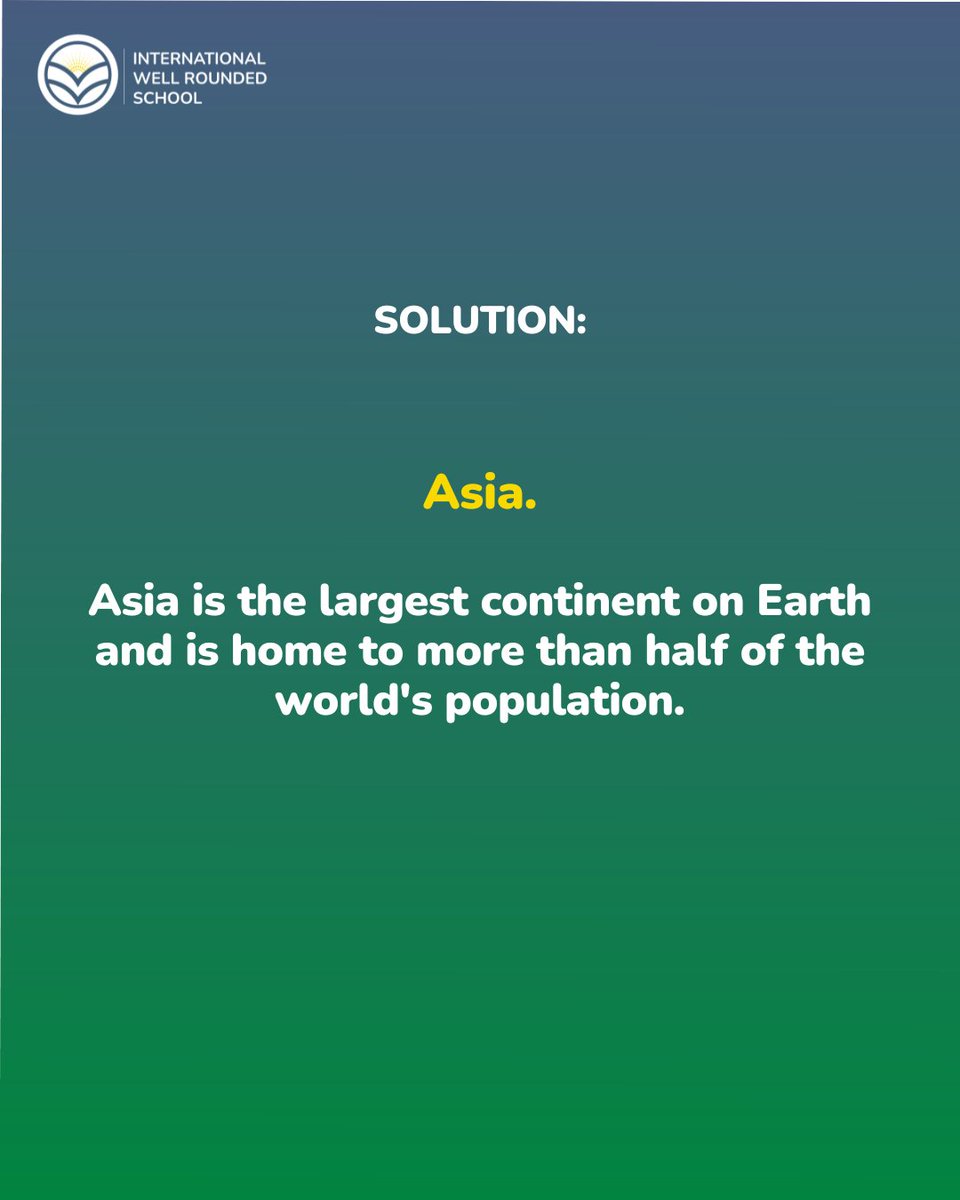 🌍 Daily Trivia Answer 🌍 The answer to yesterday's geography question is Asia! 🎉 Stay tuned for more daily trivia questions and keep expanding your knowledge! 📚 #DailyTrivia #GeographyTrivia #OnlineLearning