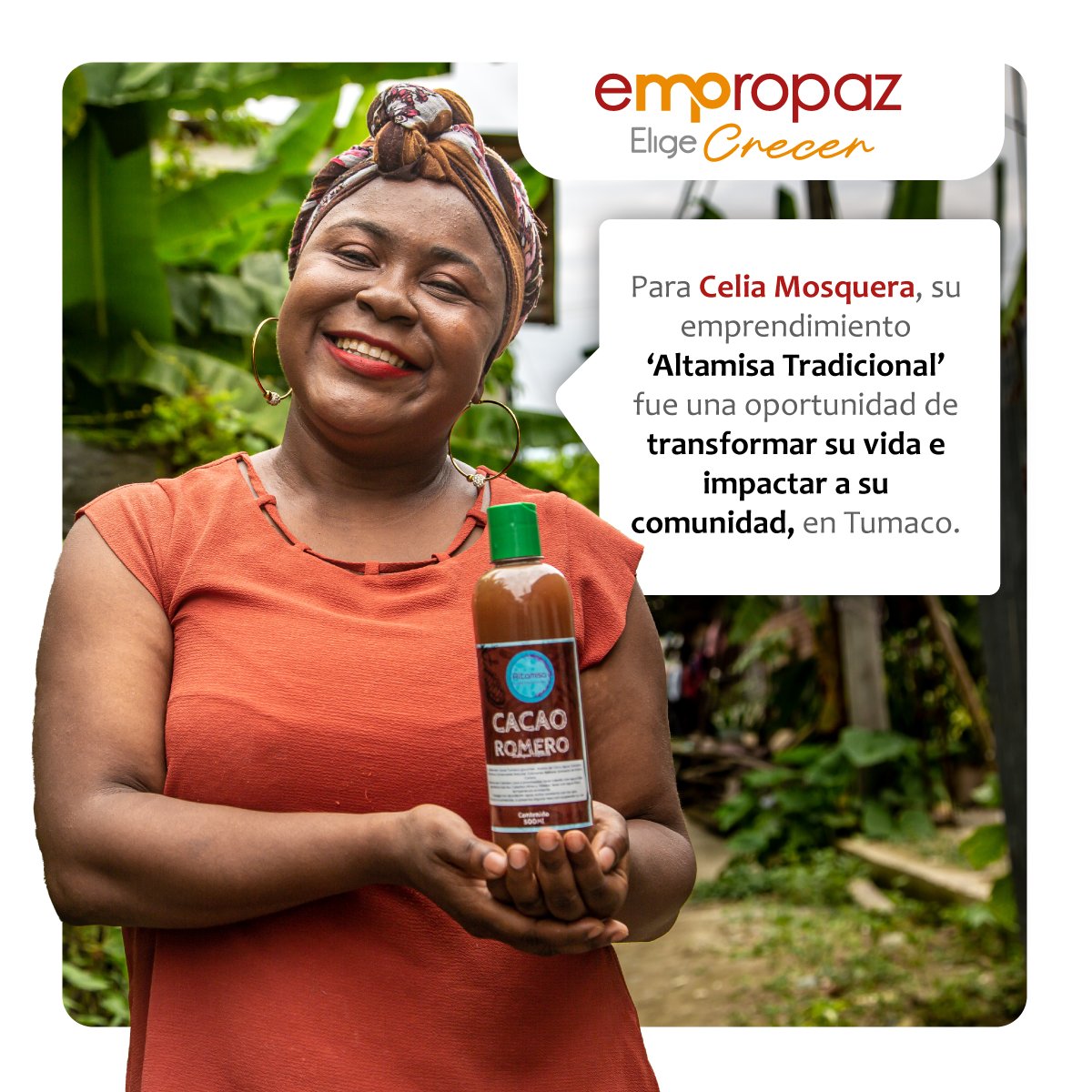 cmmcolombia's tweet photo. En Tumaco, una joven está haciendo historia a través de su emprendimiento de cosmética ancestral que rescata sus raíces afrocolombianas e indígenas. Inspírate con Celia Mosquera, emprendedora de #Bancamia y beneficiaria del programa #Empropaz 
https://t.co/YR3ROXHkUT https://t.co/7kj5QJr54U
