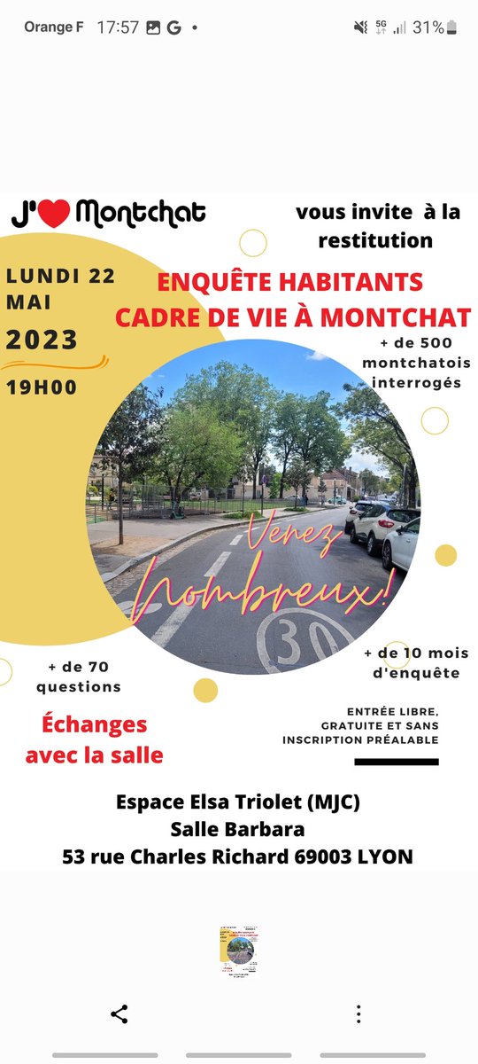 MontchatJ's tweet photo. Restitution de l'enquête sur le quartier de #Montchat 500 habitants #habiter @actufr_lyon @LyonMemento @villedelyon @20minuteslyon  @BFMLyon @lyoncap @Mairie3Lyon https://t.co/XAf7PI1KW7