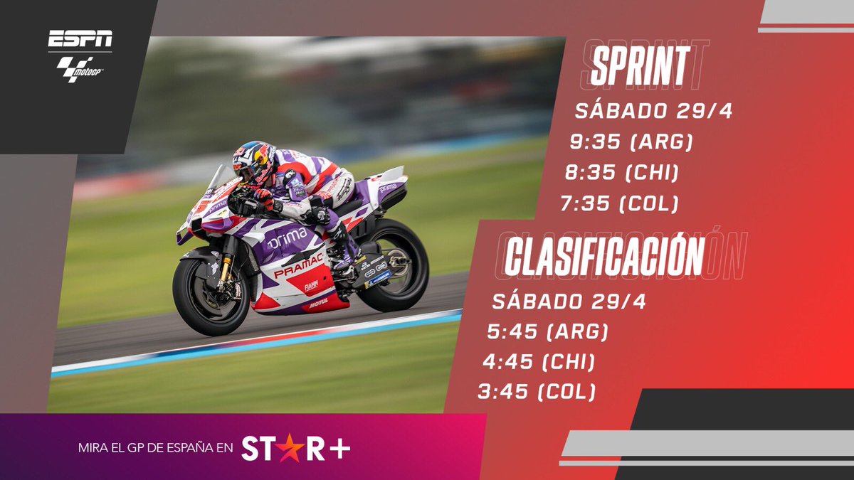 MartinUrruty's tweet photo. ¿Están listos para el Sprint de #MotoGP? Porque comienza la transmisión de #SpanishGP: #ya vamos al #aire con @MoreaGustavo a través de #ESPN3 y @StarPlusLA.

#MotoGPxESPN #ESPNenStarPlus https://t.co/SfDqLh2hfN