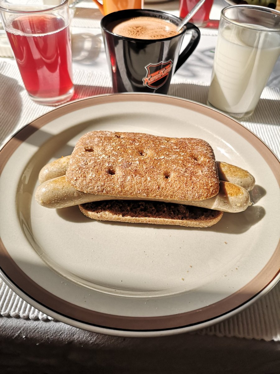 JuhaTenhonen's tweet photo. Tuskanhikee puski kylen takii, mut valmistuha tuo silti 💪 #äijäbrunssi #hotdog #snellman #bratwurst #vaasan #ruissydän molemmat #punalappusii #tzatziki #ravintolakreetaadria #maire #maito #punalappusii #hetelmii #elonen #kermamansikkakranssi #punalappusii #gefilusmehu https://t.co/2p96ZPfnU5