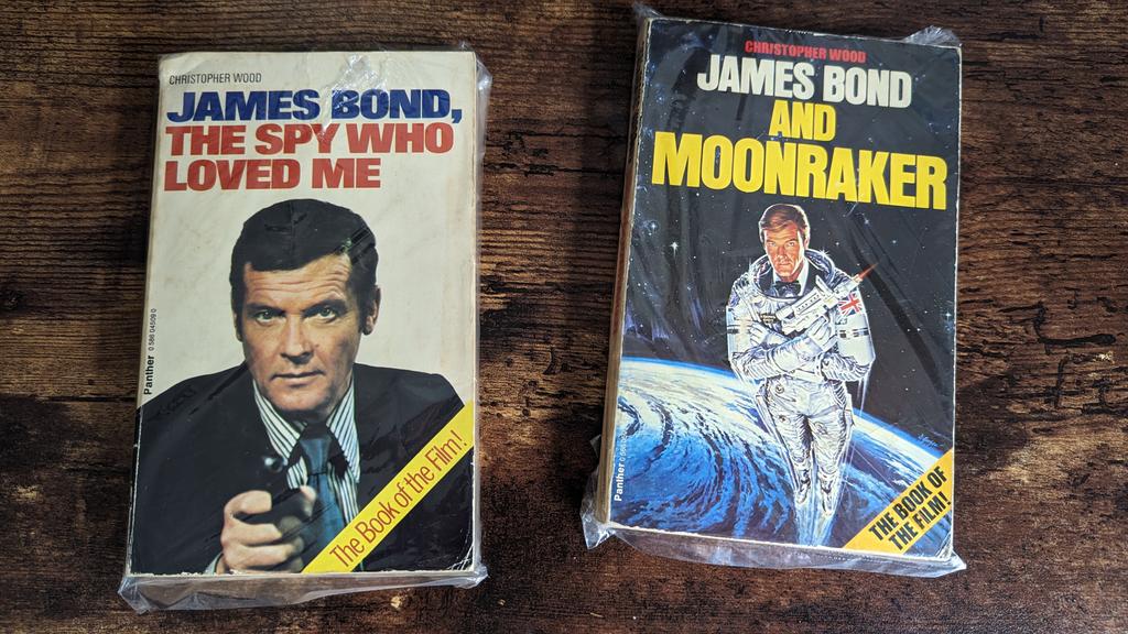 New arrivals to my #JamesBond collection. I've never read Christopher Wood's film novelizations of #TheSpyWhoLovedMe and #Moonraker before. Have you? What's your opinion about them?