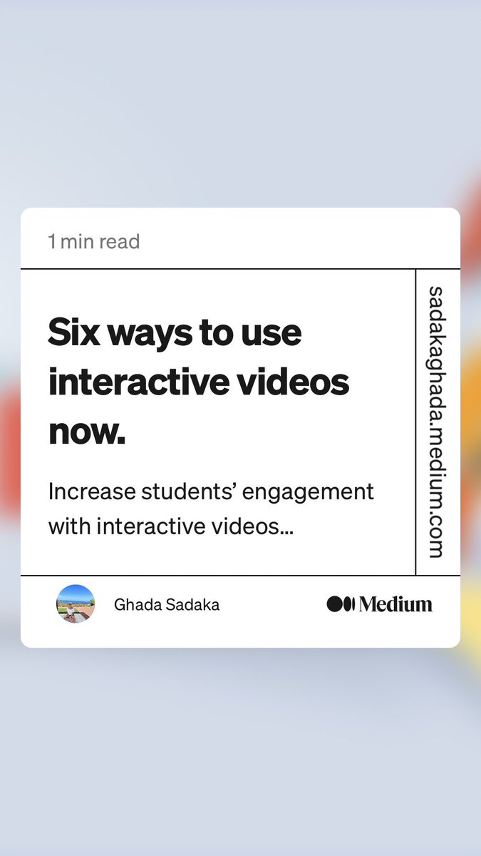 “Six ways to use interactive videos now.” by Ghada Sadaka
link.medium.com/wEalYdIpozb