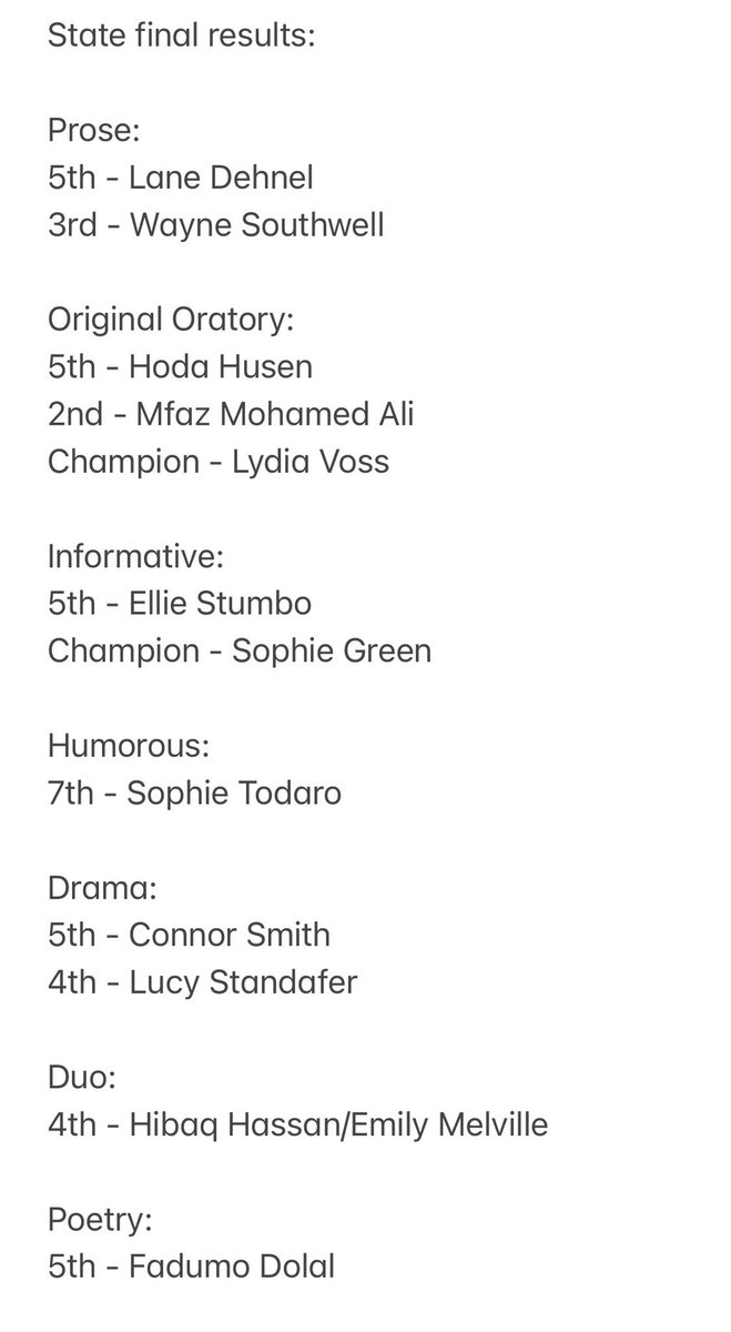 A great night at the <a href="/MSHSL/">Minnesota State High School League</a> Speech tournament for <a href="/AVHSforensics/">AVHS SPEECH & DEBATE</a>!

2 State Champions, 12 State Finalists, and 2nd Place as a team!

Congratulations!!!