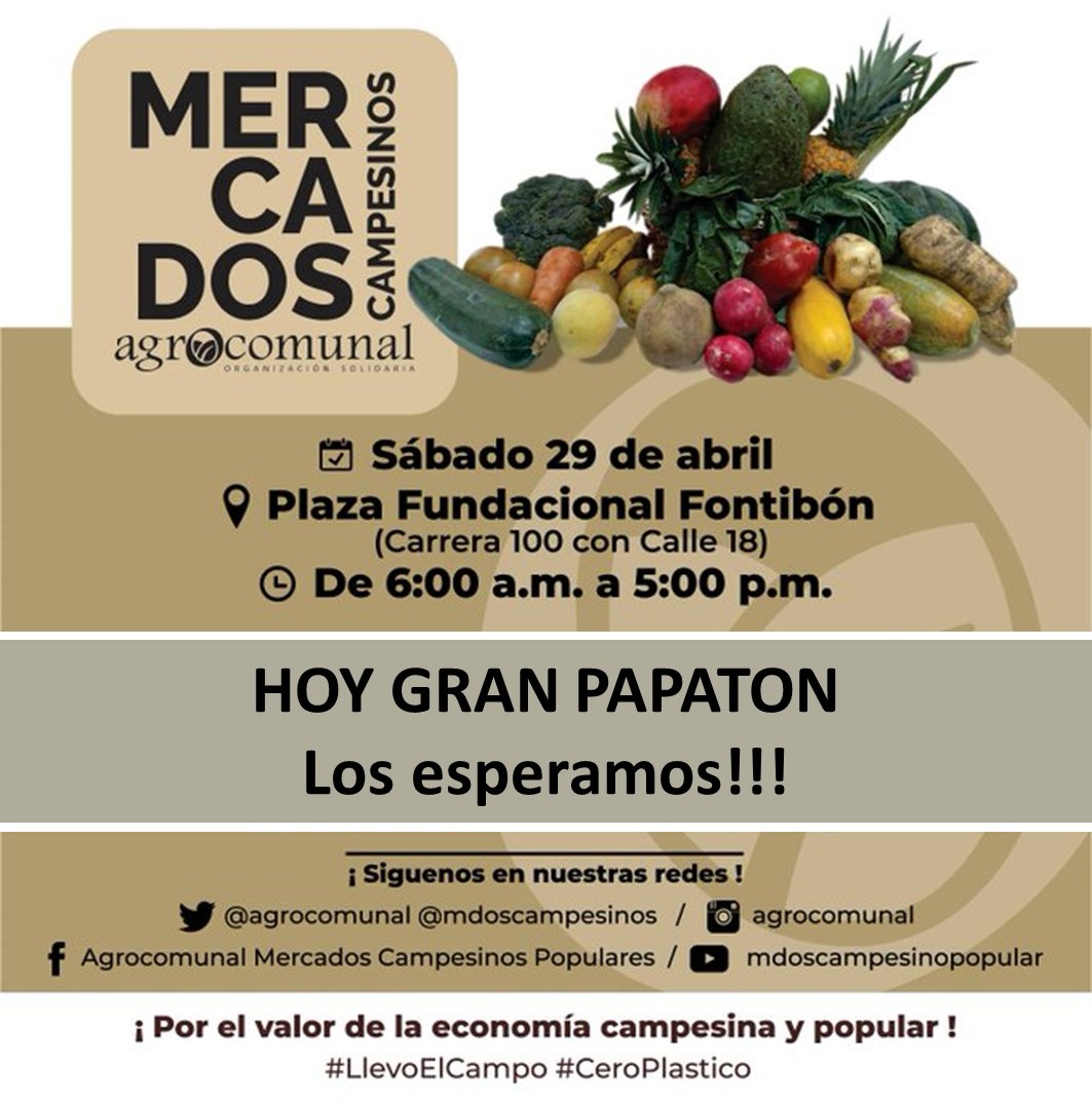 mdoscampesinos's tweet photo. Hoy en FONTIBON apoyamos los cultivadores de papa de #BOYACA Gran #PAPATON
Los esperamos !!! https://t.co/xK3XodyIkq