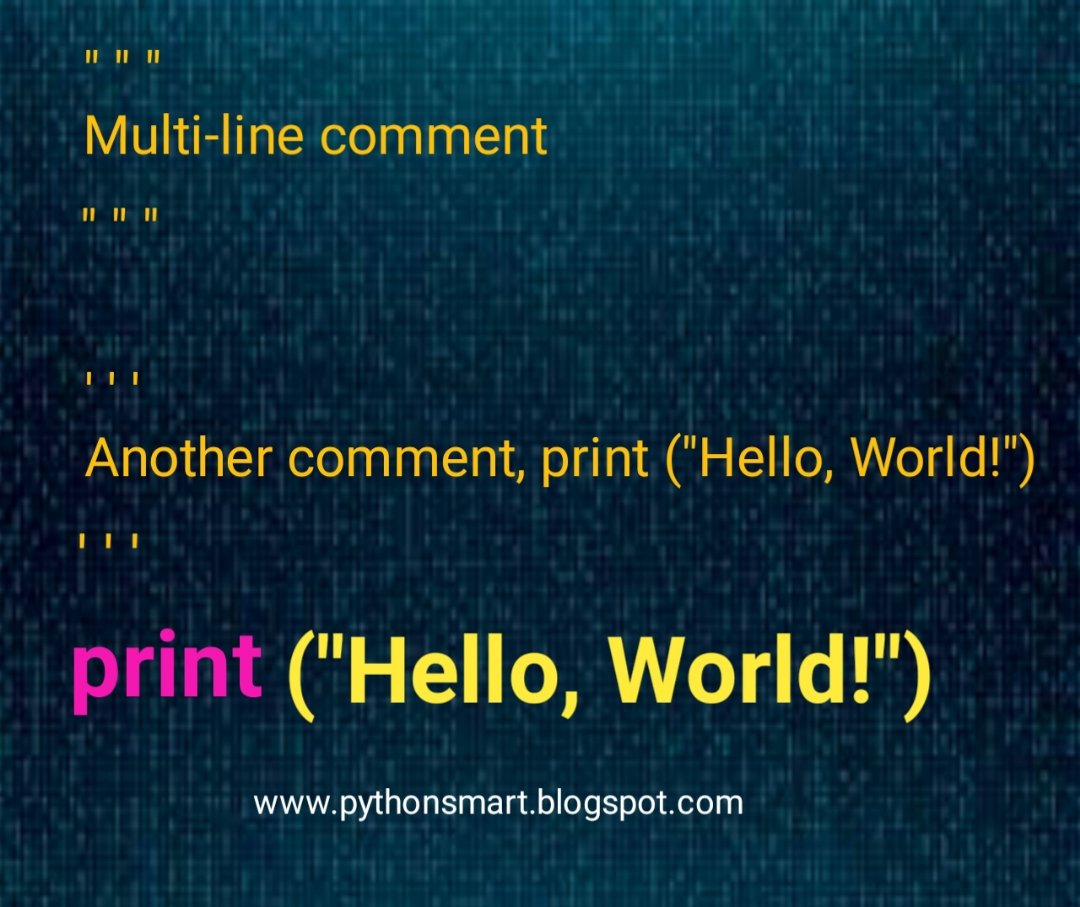 Pythonsmartprog's tweet image. pythonsmart.blogspot.com/2023/04/python…
Single line comments and Multi-line comments