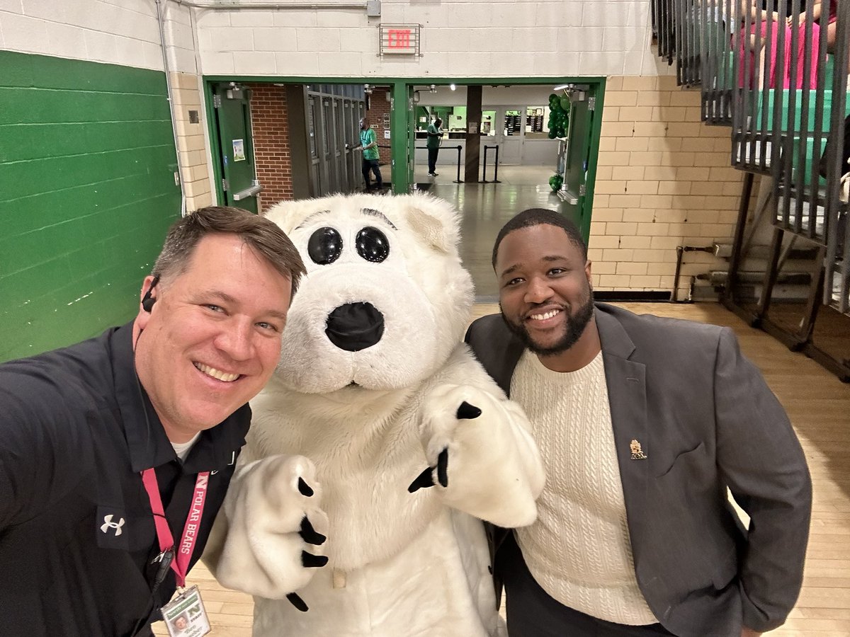 DM_North's tweet photo. Our new principal, Dr Chris Maniece, was able to be at North all day on Friday to meet students and staff. 
He even gave out the spirit stick at the prom pep rally! https://t.co/0RpaxHehY7
