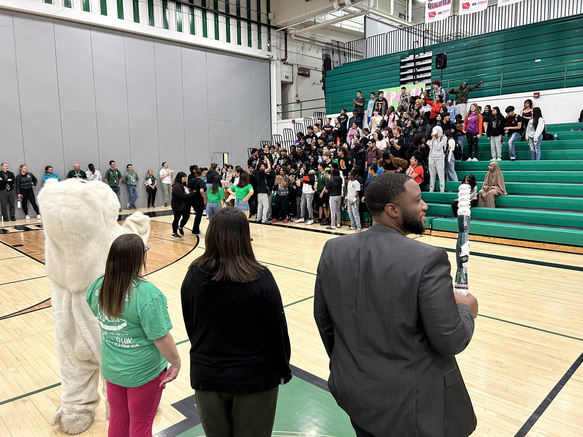 DM_North's tweet photo. Our new principal, Dr Chris Maniece, was able to be at North all day on Friday to meet students and staff. 
He even gave out the spirit stick at the prom pep rally! https://t.co/0RpaxHehY7