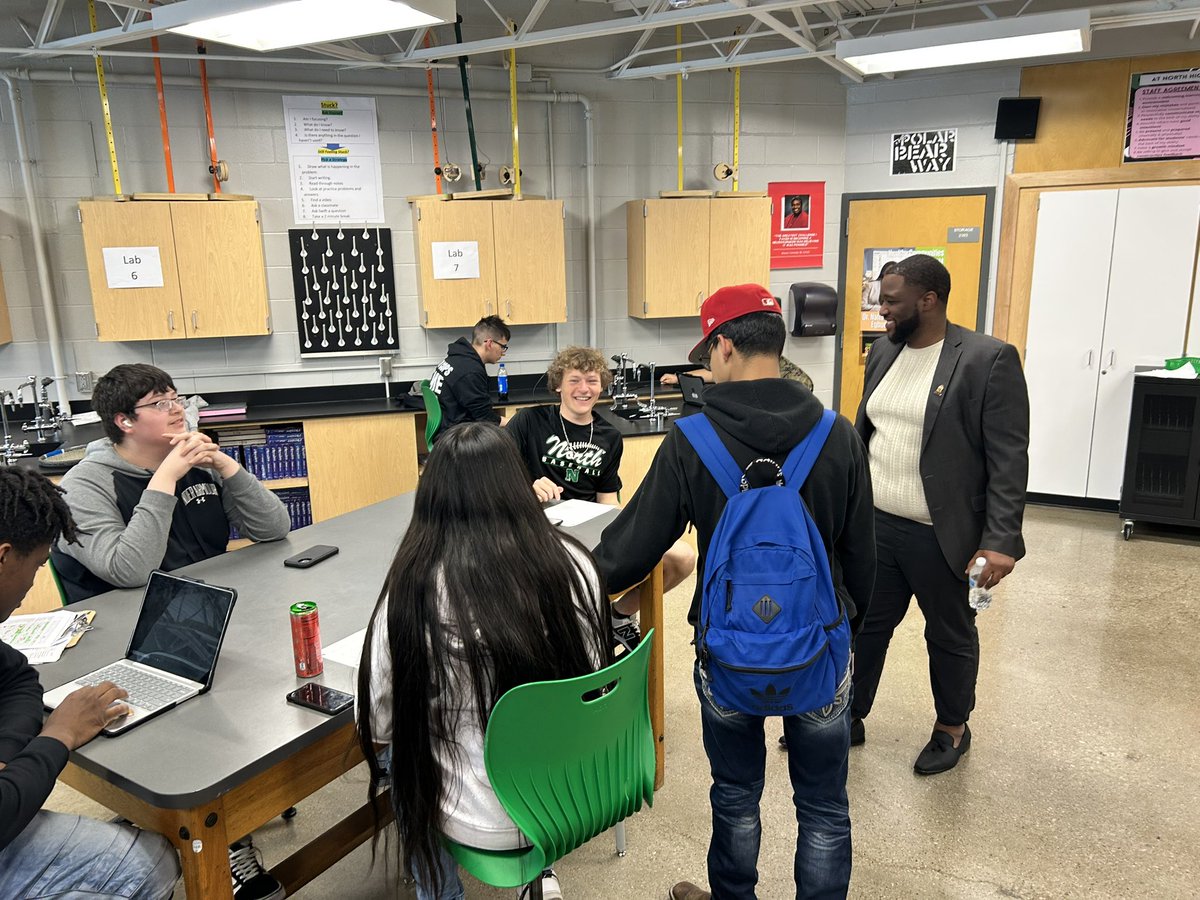 DM_North's tweet photo. Our new principal, Dr Chris Maniece, was able to be at North all day on Friday to meet students and staff. 
He even gave out the spirit stick at the prom pep rally! https://t.co/0RpaxHehY7