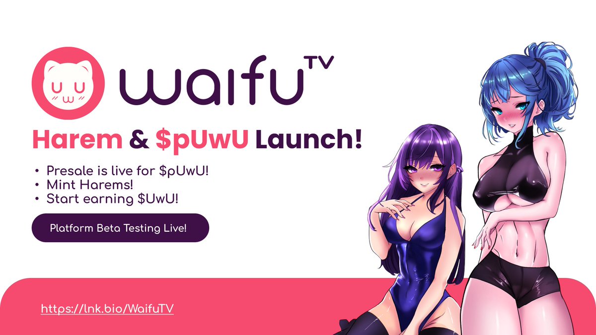 Waifu_TV's tweet photo. 🎊 WaifuTV : Stealth Launch! 🎊

We just launched our $UwU Presale &amp; Harem minting!

✰ Get pUwU for a cheaper entry price!
✰ Mint Harems to already start earning UwU!

https://t.co/OcMz7QYaTF

👉 Tag 3 weebs &amp; ReTweet to win 150 $ pUwU ! https://t.co/yXMyNFKb3s