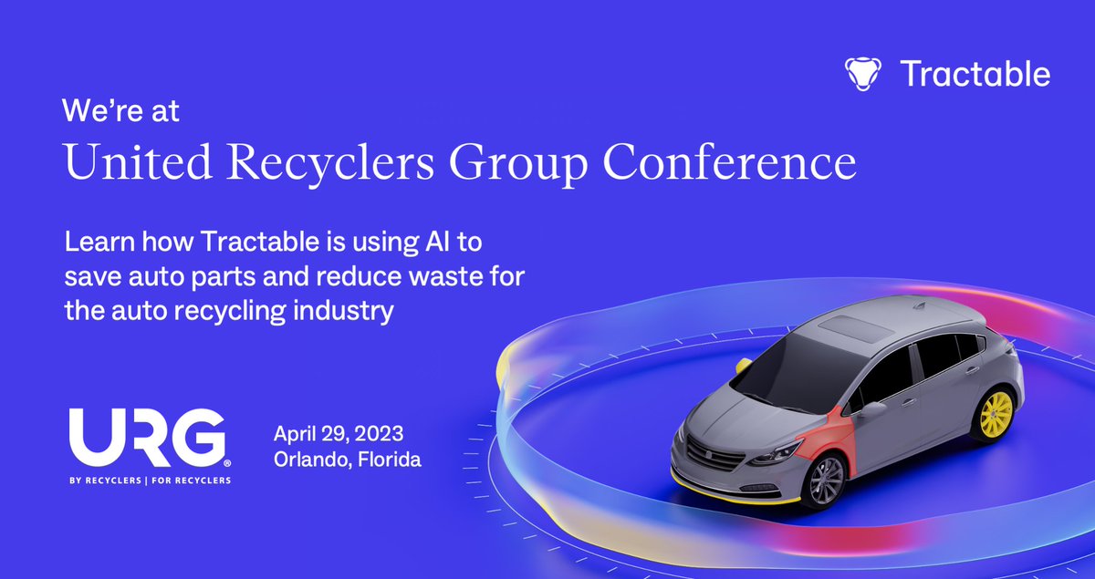 Today, we're at the United Recyclers Group conference talking about the power of #AI in auto recycling and salvage.

If you're at the event, don't miss us in a panel session at 10:00am this morning: "The Future of AI in the Auto Recycling Industry."