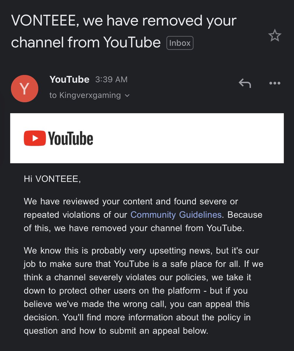 RoadRunnaVontee's tweet photo. @TeamYouTube never had a strike before. Ended up getting a video taken down after it was privated a YEAR+ prior to this.. im sure that if i did end uo getting striked for the that wouldve been my first and only strike.. https://t.co/dgHpdNFTw5