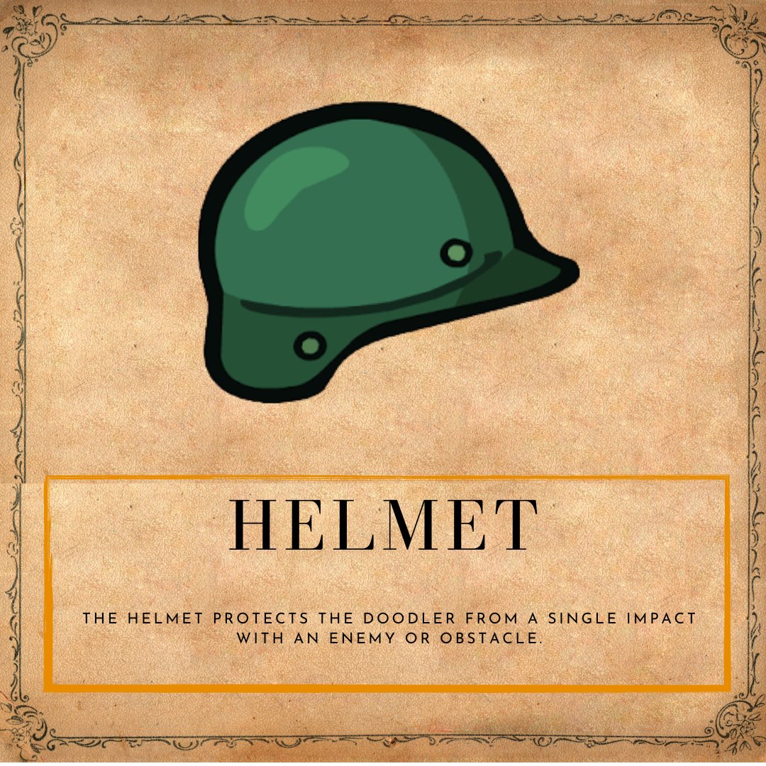 NFT items from the game:

Helmet:  
The helmet protects the Doodler from a single impact with an enemy or obstacle.

#Crypto #Playtoearn #PlayToEarnGame